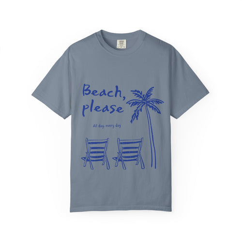 Beach Please T-Shirt — Palm Trees & Chairs Summer Tee